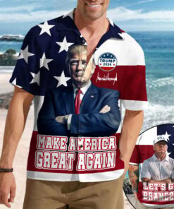 2026 Make America Great Again Hawaiian Shirt American Flag Let's Go Brandon Shirt