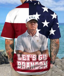 Let's Go Brandon Hawaiian Shirt American Flag 2026 Shirt Patriotic Button Up Shirt