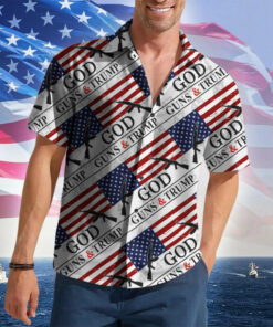 God Guns And Hawaiian Shirt 2026 Merch Pro Gun Rights Patriotic Button Up Shirt