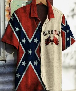 Old Dixie Hawaiian Shirt Vintage Southern Cross Shirt Lynyrd Skynyrd Merch Men's Gifts