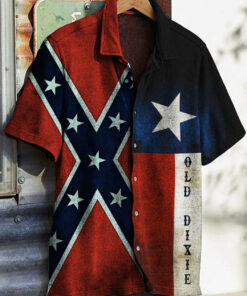 Old Dixie Texas Flag Hawaiian Shirt Vintage Southern Cross Shirt Gifts For Patriots