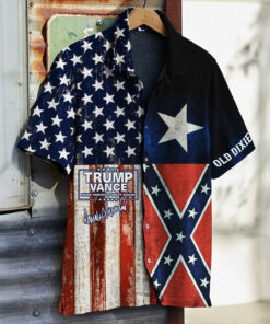 Vance Hawaiian Shirt Texas And American Flag Old Dixie Shirt Vintage Southern Pride Merch