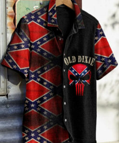 Old Dixie Skull Hawaiian Shirt Southern Pride Clothing Old Dixie Shirt Gifts For Son