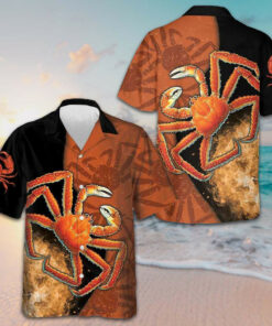 King Crab Hawaiian Shirt Short Sleeve Button Up Vacation Shirts Gifts For Guys
