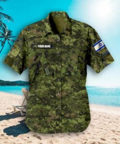 Personalized Israel Flag Camo Flag Hawaiian Shirt Camouflage Israelis Button Up Shirt