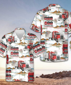 Tropical Trucker Hawaiian Shirt Men's Beach Button Up Shirts Gifts For Truckers