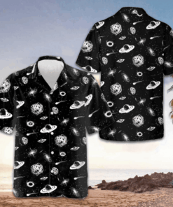 Space Seamless Pattern Hawaiian Shirt Planet Button Up Shirt Gifts For Adults