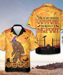 This Is My Human I'm Really A Bigfoot Hawaiian Shirt Funny Bigfoot Halloween Shirt For Men