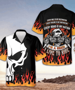 I'm A Rider I Live To Ride Hawaiian Shirt Motorcycle Lovers Skull Shirt GIfts For Men