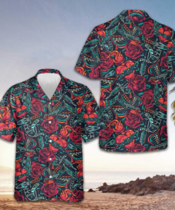 Tattoo Day Of The Dead Hawaiian Shirt Rose Button Up Shirt Day Of The Dead Gifts