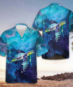 Turtle On Cloud Hawaiian Shirt Beach Button Up Shirt Gifts For Turtle Lovers