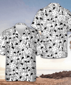 Cow Doodle Pattern Hawaiian Shirt Cow Lover Cute Button Up Shirt Gifts For Him