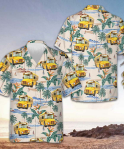 Bus Driver And Tropical Pattern Hawaiian Shirt Summer Button Up Gifts For Bus Drivers