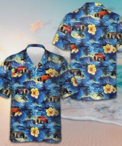 Car And Tropical Hibiscus Pattern Hawaiian Shirt Summer Beach Shirts Car Enthusiast Gifts