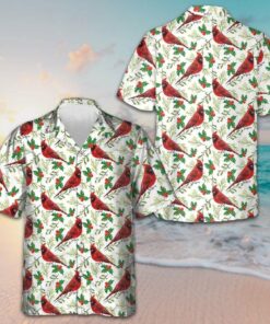 Christmas Pattern Red Cardinal Hawaiian Shirt Men's Christmas Shirts Gifts For Dude