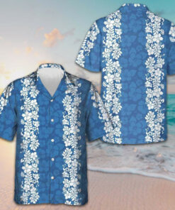 Blue Hibiscus Pattern Hawaiian Shirt Tropical Short Sleeve Button Down Gifts For Guys