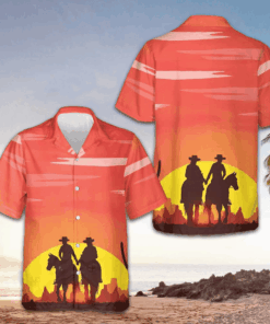 Texas Couple Cowboy Hawaiian Shirt Sunset Design Texas Cowboy Shirt Gifts For Texans