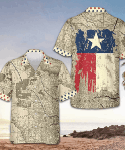 Old Map Of Texas Vintage Hawaiian Shirt Men's Button Up Shirt For Texas Lovers