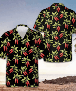 Bushes Of Red Chili Peppers Hawaiian Shirt Button Down Beach Shirts Gifts For Him