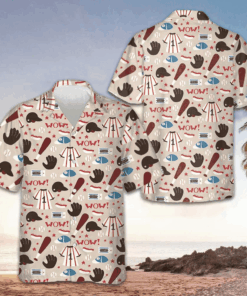 Seamless Pattern Of Baseball Equipment Hawaiian Shirt Men's Button Up Gifts For Baseball Lovers