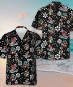 Christmas Party Night With Skeletons Hawaiian Shirt Funny Santa Skeleton Shirt Best Gifts