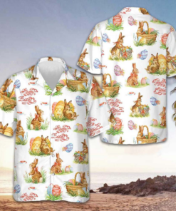 Happy Easter Hawaiian Shirt Easter Bunny Button Down Shirt For Men Gift Ideas