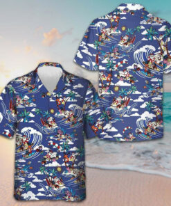 Merry Christmas Tropical Pattern Hawaiian Shirt Beach Button Up Shirts For Men