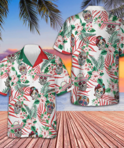 Mexico Floral Pattern Sugar Skull Hawaiian Shirt Day Of The Dead Shirt Gifts For Him