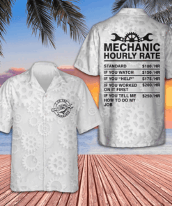 Mechanic Hourly Rate Hawaiian Shirt Men's Beach Shirts Button Up Best Gifts For Mechanics