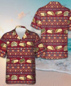 Mexican Burrito And Taco Burgundy Hawaiian Shirt Cool Button Up Shirt Gifts For Taco Lovers