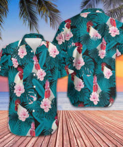 White Rooster Hawaiian Shirt Men's Summer Button Up Shirts Gifts For Boyfriend