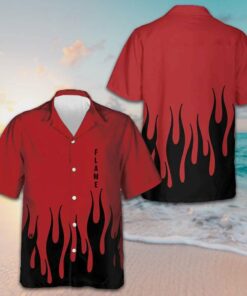 Black Flame Red Hawaiian Shirt Men's Short Sleeve Button Up Gifts For Stepson