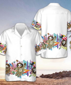 Sloth And Tropical Plant Hawaiian Shirt Cute Summer Shirt Sloth Lovers Gifts Men
