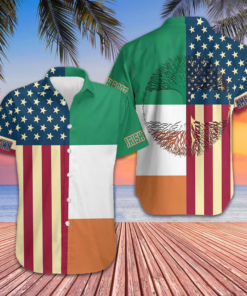 American Grown With Irish Root Hawaiian Shirt Patriotic Button Up Shirt Gifts For Irish