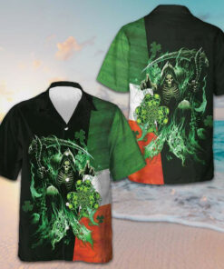Irish Grim Reaper Hawaiian Shirt St Patricks Day Shirt Gifts For Irish