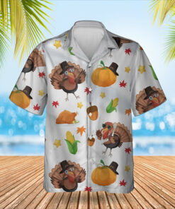 Turkey Pumpkin Thanksgiving Hawaiian Shirt Happy Thanksgiving Aloha Shirt Apparel Gifts