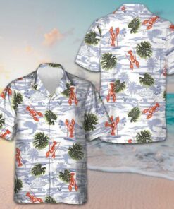 Tropical Pattern And Lobster Hawaiian Shirt Button Down Beach Shirts Gifts For Lobster Lovers
