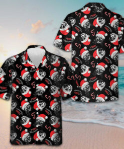 Merry Christmas Cat Hawaiian Shirt Cat With Santa Hat Men's Xmas Shirts Gifts For Stepson