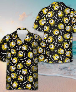Flaming Skull Pattern Hawaiian Shirt Men's Beach Button Up Shirts Unique Gifts For Husband