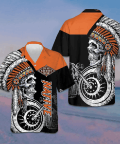 Live Free Ride Hard Native Skull Hawaiian Shirt Native Indian Motorcycle Shirt Gifts For Son