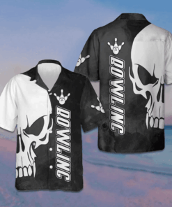 Skull Bowling Hawaiian Shirt Black And White Bowling Shirt Best Gifts For Bowlers