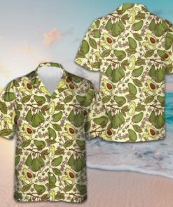 Avocado Seamless Pattern Hawaiian Shirt Beach Button Up Shirt Gifts For Avocado Lovers