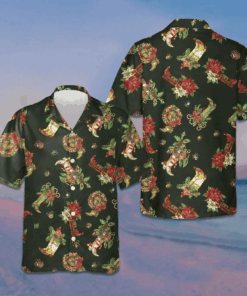 Christmas Cowboy Boots Hawaiian Shirt Short Sleeve Button Up Gifts For Christmas Day