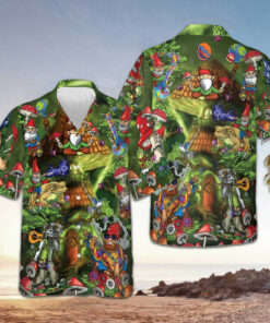 Gnome Hippie Hawaiian Shirt Short Sleeve Button Down Beach Shirts Best Gift For Boyfriend