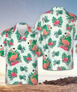 Flamingo Tropical Hawaiian Shirt Button Up Beach Shirts Men Gifts For Flamingo Lovers