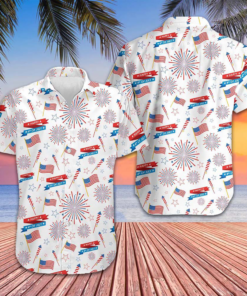 4th Of July US Pattern Hawaiian Shirt Patriotic Button Down Shirts Gifts For Husband