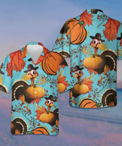 Turkey Thanksgiving Hawaiian Shirt Short Sleeve Button Up Thanksgiving Gifts For Friends