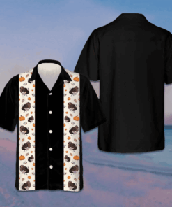 Thanksgiving Turkey Black Hawaiian Shirt Short Sleeve Button Up Shirt Gifts For Thanksgiving
