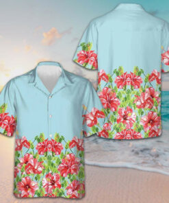 Hibiscus Flower Hawaiian Shirt Men's Button Down Shirts For Summer Gifts For Guys