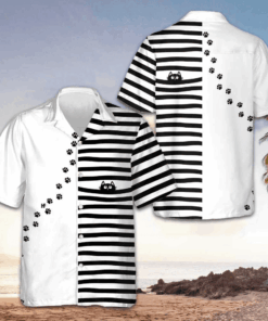Black Cat Paw Print Hawaiian Shirt Best Men's Summer Shirts Best Gift For Cat Lovers